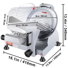VEVOR 240W Commercial Meat Slicer, Electric Deli Food Slicer, Carbon Steel Blade Electric Food Slicer, 350-400RPM Meat Slicer, 0 - 0.47 Inch Thickness Adjustable For Commercial And Home Use
