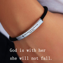 Men’s Braided Titanium Steel Bracelet — Inspirational Message Variants