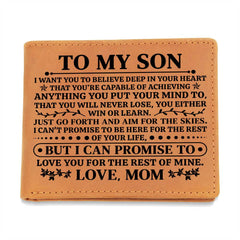 To My Son The Promise Genuine Leather Wallet | High School Graduation Gift