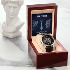 My Hero Dad Luxury Openwork Watch — Sentimental Legacy Gift for Him