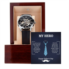 My Hero Dad Luxury Openwork Watch — Sentimental Legacy Gift for Him