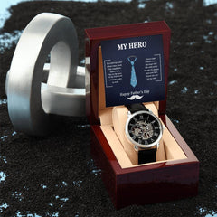 My Hero Dad Luxury Openwork Watch — Sentimental Legacy Gift for Him