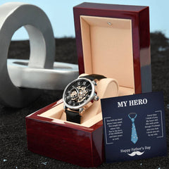 My Hero Dad Luxury Openwork Watch — Sentimental Legacy Gift for Him