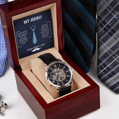 My Hero Dad Luxury Openwork Watch — Sentimental Legacy Gift for Him