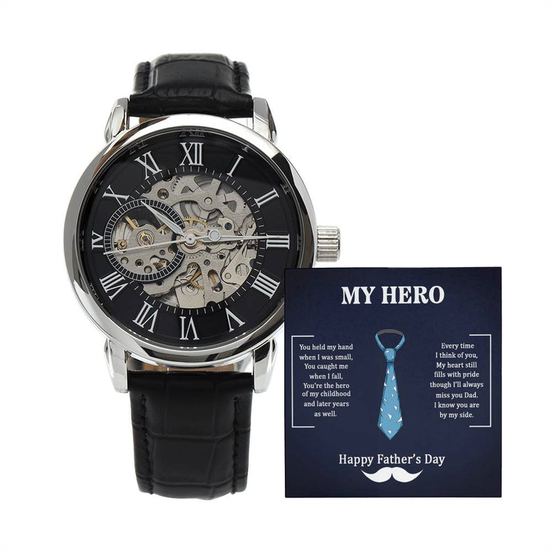 My Hero Dad Luxury Openwork Watch — Sentimental Legacy Gift for Him