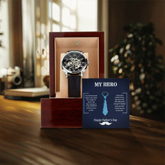 My Hero Dad Luxury Openwork Watch — Sentimental Legacy Gift for Him