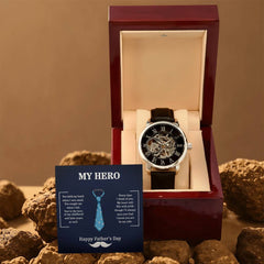My Hero Dad Luxury Openwork Watch — Sentimental Legacy Gift for Him