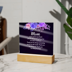 Radiant "Thank You Mom" LED Acrylic Plaque: Personalized Meaningful Gift for Her
