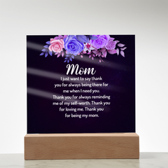 Radiant "Thank You Mom" LED Acrylic Plaque: Personalized Meaningful Gift for Her