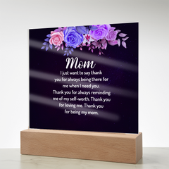 Radiant "Thank You Mom" LED Acrylic Plaque: Personalized Meaningful Gift for Her
