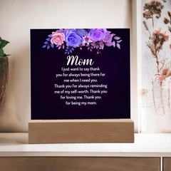 Radiant "Thank You Mom" LED Acrylic Plaque: Personalized Meaningful Gift for Her