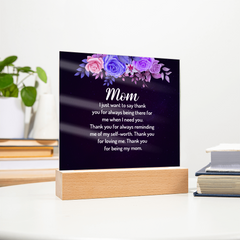 Radiant "Thank You Mom" LED Acrylic Plaque: Personalized Meaningful Gift for Her