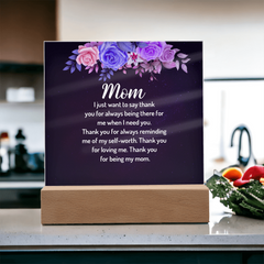 Radiant "Thank You Mom" LED Acrylic Plaque: Personalized Meaningful Gift for Her