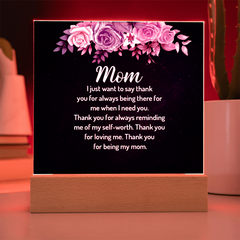 Radiant "Thank You Mom" LED Acrylic Plaque: Personalized Meaningful Gift for Her