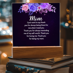 Radiant "Thank You Mom" LED Acrylic Plaque: Personalized Meaningful Gift for Her