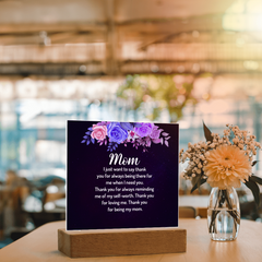 Radiant "Thank You Mom" LED Acrylic Plaque: Personalized Meaningful Gift for Her