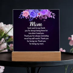 Radiant "Thank You Mom" LED Acrylic Plaque: Personalized Meaningful Gift for Her
