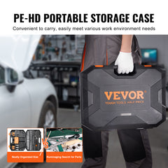 VEVOR Mechanics Tool Set And Socket Set,  Drive Deep And Standard Sockets, 145 Pcs SAE And Metric Mechanic Tool Kit With Bits, Combination Wrench, Hex Wrenches, Accessories, Storage Case