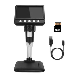 1Pc 4.3Inch LCD Digital Microscope 1,000X 1080P Photo Video Error Coin Magnifier With 8 Dimmable LED Lights PC Views Compatible With MacOS Windows Included 32GB Card